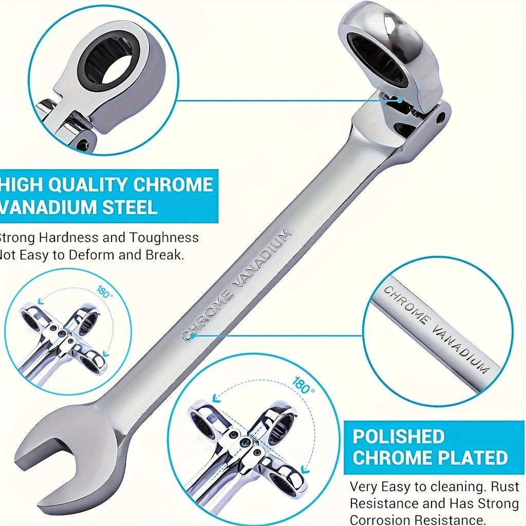 Multi-Function Ratchet Wrench 9mm, Two-Way Torque Industrial Grade 72-Tooth Design, Suitable for Various Equipment, Home Improvement Tools, Cars