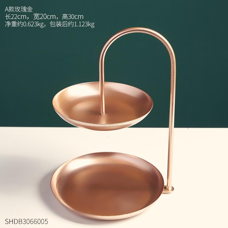 Nordischer leichter Luxusstil Doppelschichtige Obstschale Modernes Zuhause Wohnzimmer Snack-Obsttablett Mit beliebten kreativen Ideen