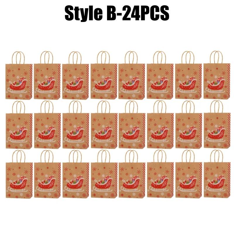 Christmas Gift Bags Holiday Party Favor Bags with Handles for Candy Treats Presents Xmas Decorations Festive Designs  for Home