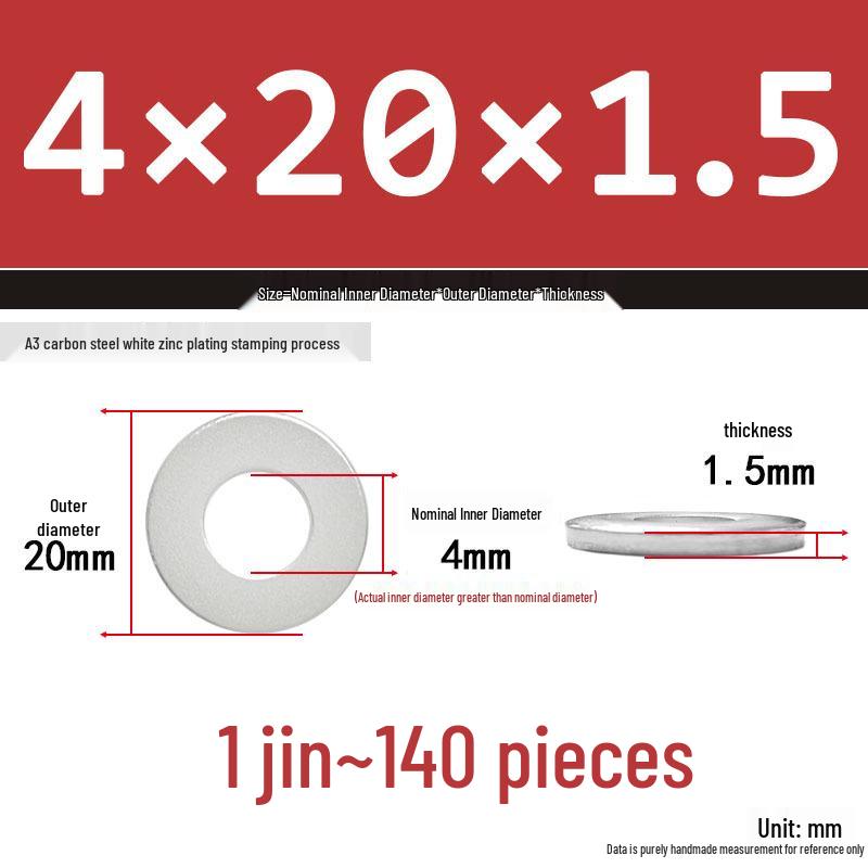 Extra Thick Galvanized Iron Flat Washer, Round, M3-M62