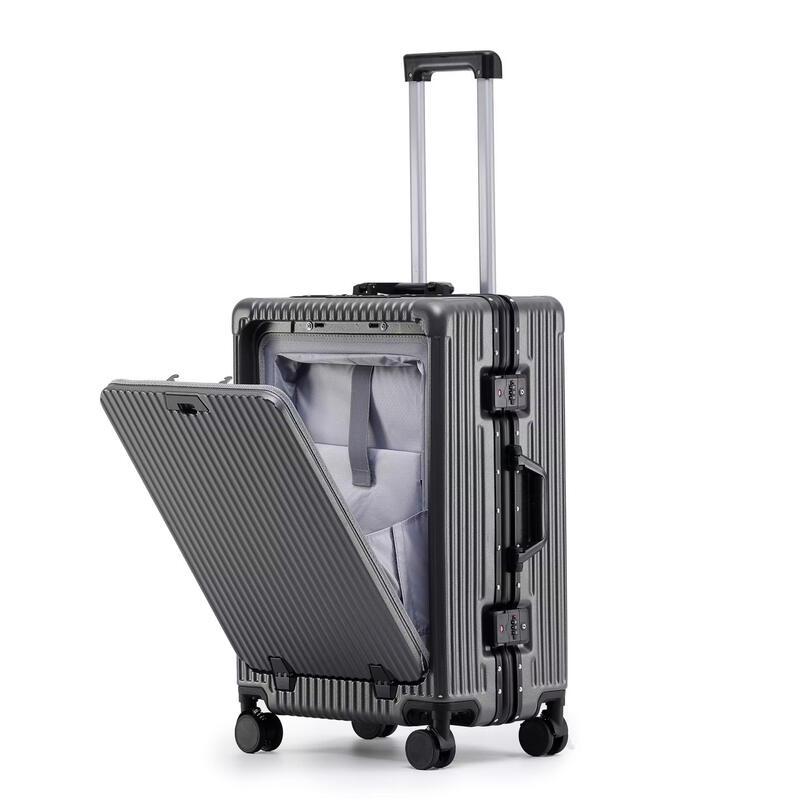 DCLOUD Aluminum Front-Opening Carry-On Suitcase with Cup Holder