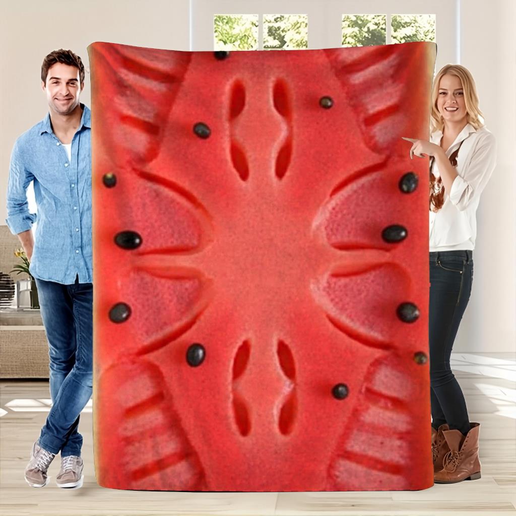 Brightly Colored Watermelon Design Flannel Printed Blanket Suitable For All Seasons Suitable For Living Room Office Sofa Travel
