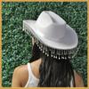 Retro Shiny Western Cowboy Hat Glitter Ethnic Style Cowgirl Hat Sunscreen Wide Brim Top Hat Stage Performance