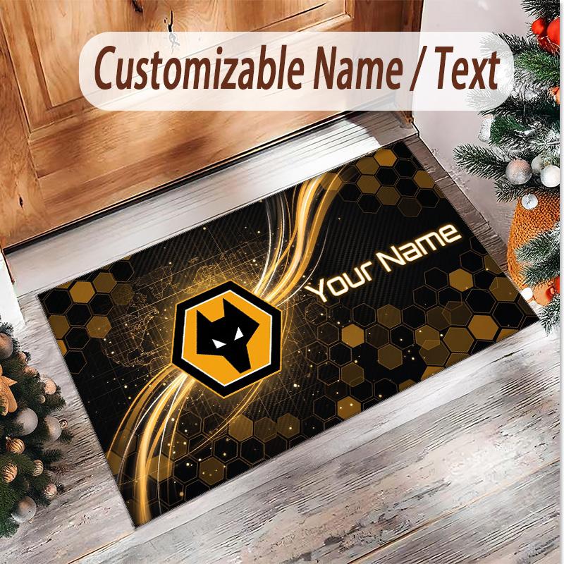 Personalized Crystal Velvet Carpet Wolverhampton Wanderers Football Pattern Non Slip Floor Rug