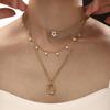 Qiong Yao European American Fashion Pearl Flower Multi-layer Necklace with Light Luxury Design and Stainless Steel Clavicle Chain