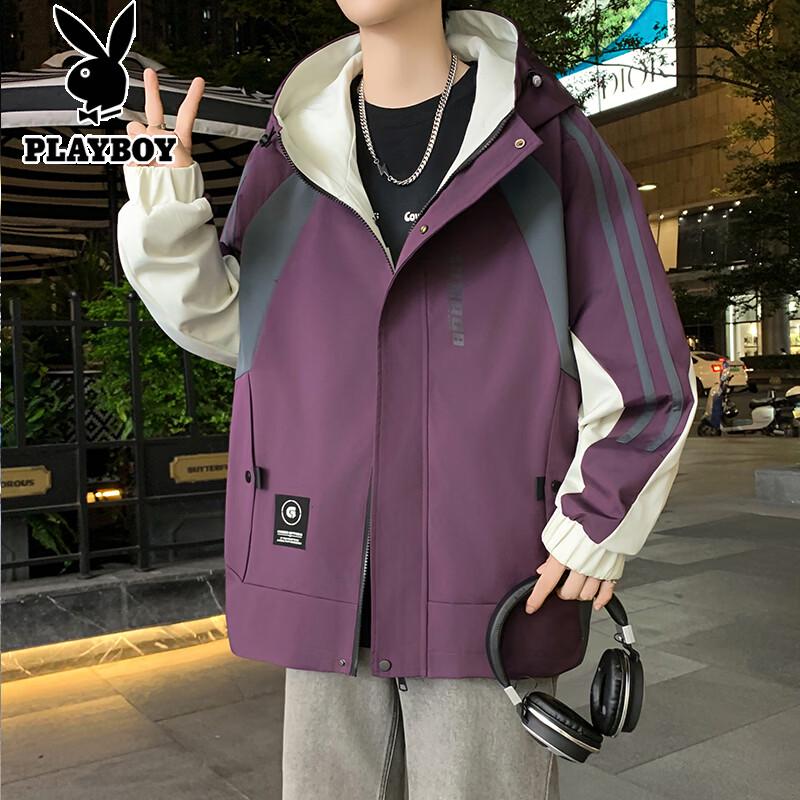 PLAYBOY Men s Hooded Casual Loose Jacket 4XL