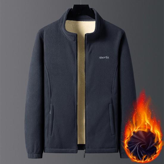 Heren Herfst Winter Jas Kleurblok Dik Pluche Rits Omhoog Binnenzakken Lange Mouwen Opstaande Kraag Nekbescherming Warm Dik Ritszakken Vest