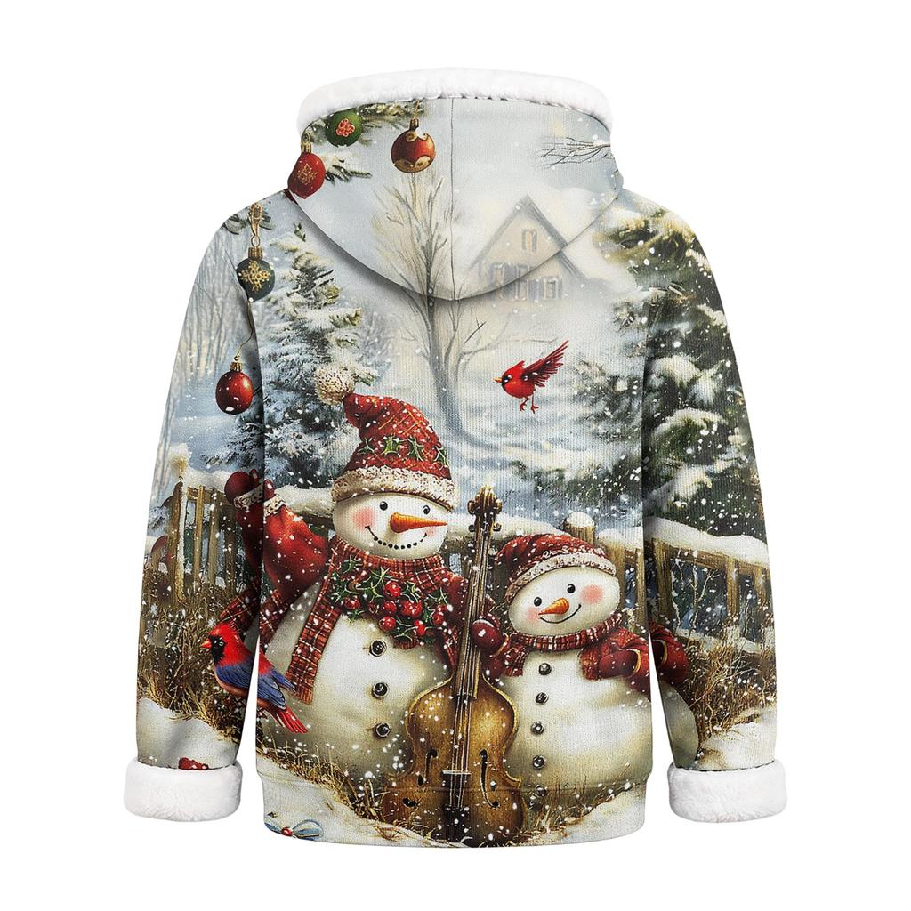 Kids Long Sleeve Christmas Print Casual Fashion Hooded Top
