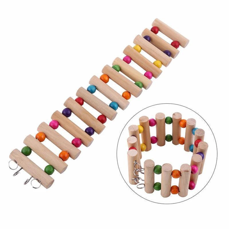 New Useful Wooden Hamster Climbing Stairs Parrot Play Toys Guinea Pig Chinchilla Seesaw Sports Toys Small Pet Exercise Accessory