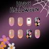 ONPRESS 24Pcs Halloween Press on Nails Short Almond Fake Nails with Ghost Face Spooky Bat Spider Web Design False Nails Orange Pink French Tip Glue