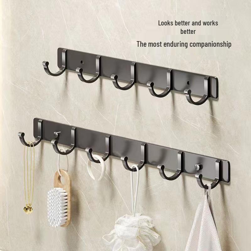 Adhesive Space Aluminum Hook for Bathroom & Kitchen - Punch-Free Coat & Clothes Hanger 