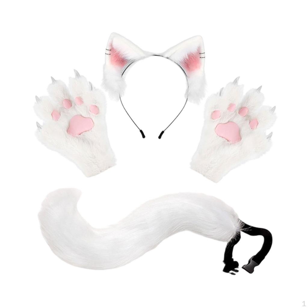 Headband Tail Gloves Set Animal Long for Birthday