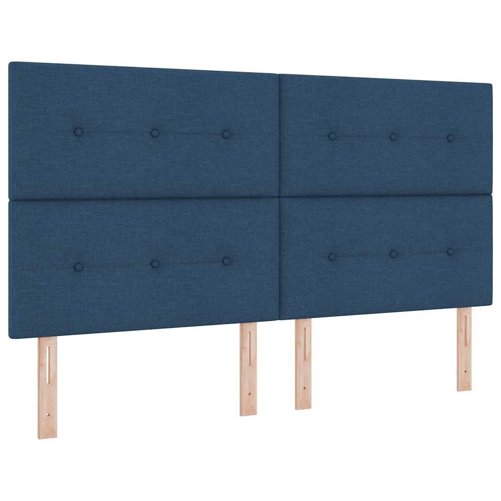 Box Spring Bed with Headboard Blue 180 x 200 cm Fabric