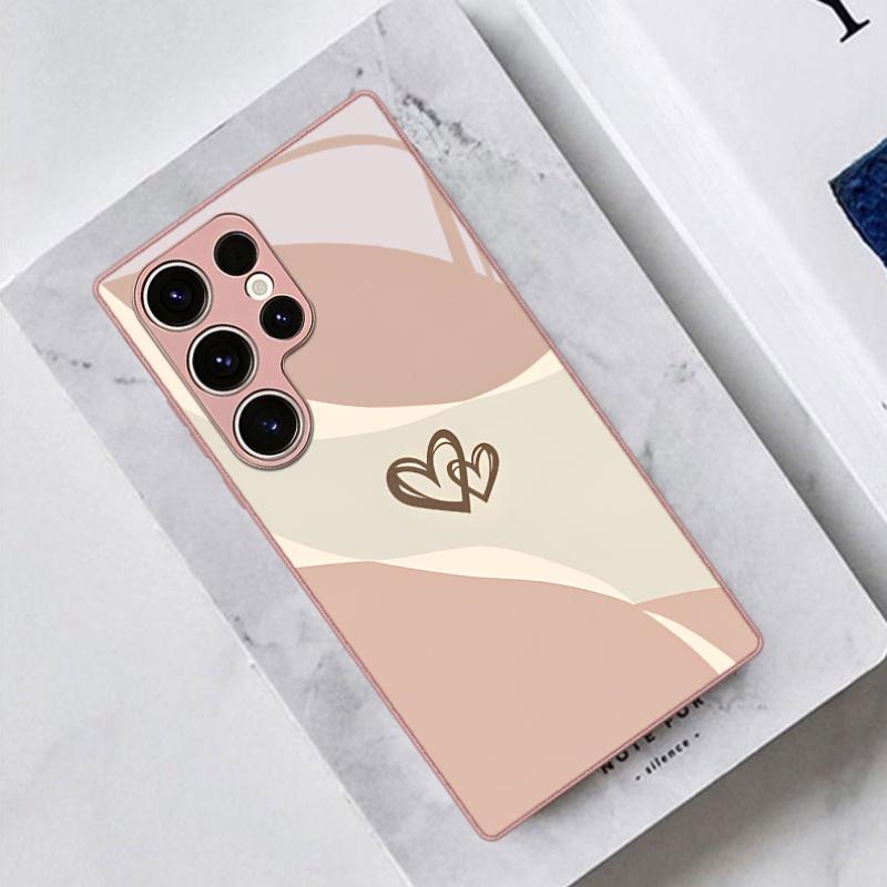 Interwoven Love Printed Pattern Glass Phone Case for Samsung Galaxy S26 S25 S24 S23 S22 S20 fe/plus/Ultra Anti Drop