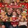 Portable Christmas Background Banner Cartoon Photo Booth Frame Banner, Xmas Selfie with Elk Festive Seasonal Event Penguin Bear, Holiday Party