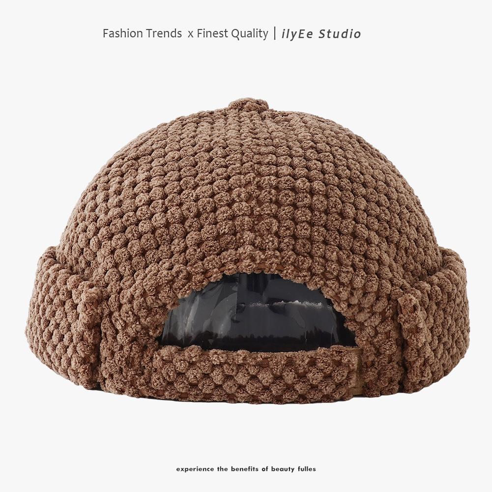 Solid Color Color Skull Beanie Cap Hip Hop Thick Heat Retaining Docker Sailor Bike Brimless Hats For Women Men Pumpkin Hat Latest Autumn Winte