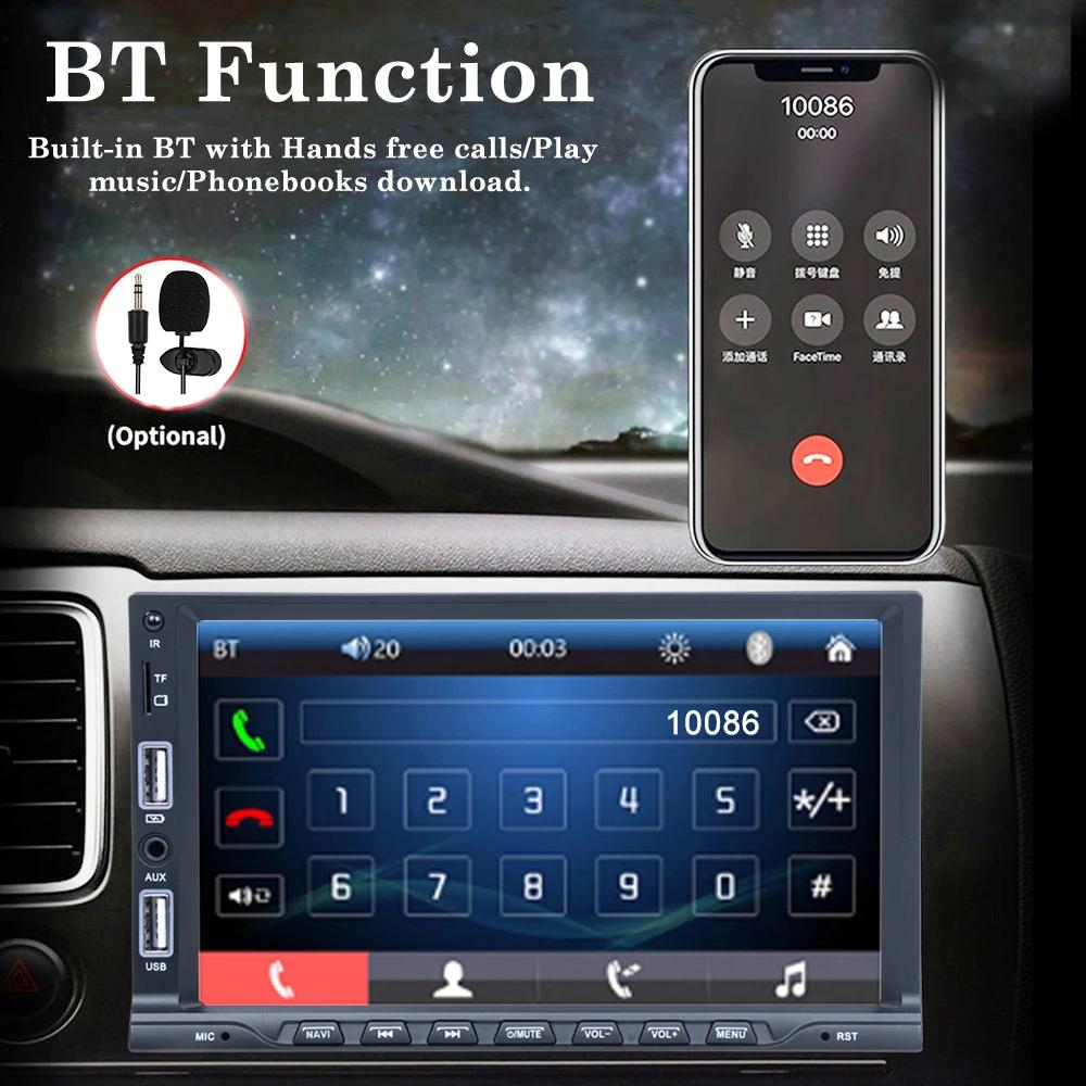 TOYOUSONIC  7 Inch Car Radio Universal Carplay Multimedia Player Android Auto Audio Bluetooth USB TF FM 1 Din  MP5 Head Unit