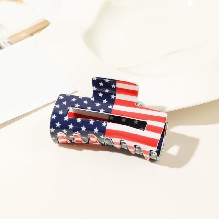 Unique American Flags Print Hair Claw Woman Long Thick Hair Ornament Anti Slip