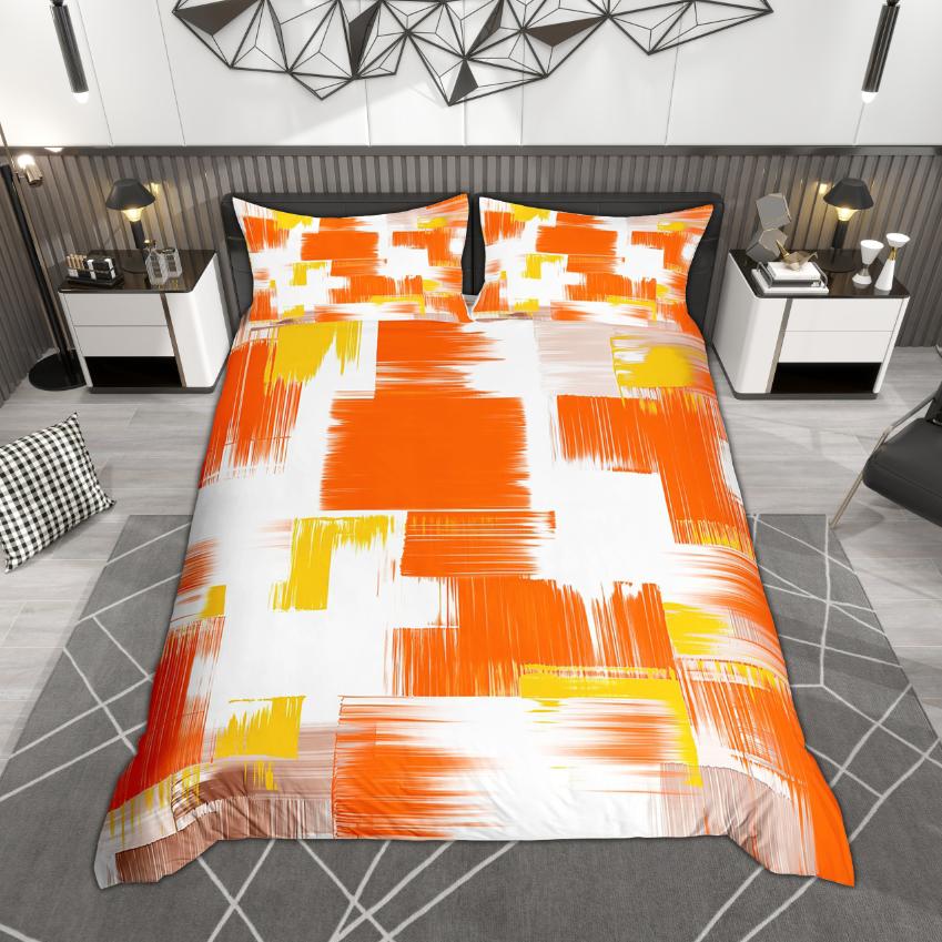 Homewish Aesthetic Ombre Duvet Cover Set, Chic Oil Painting Bedding Set, Hippie Graffiti Quilt Cover Set, Minimalist Room Decor