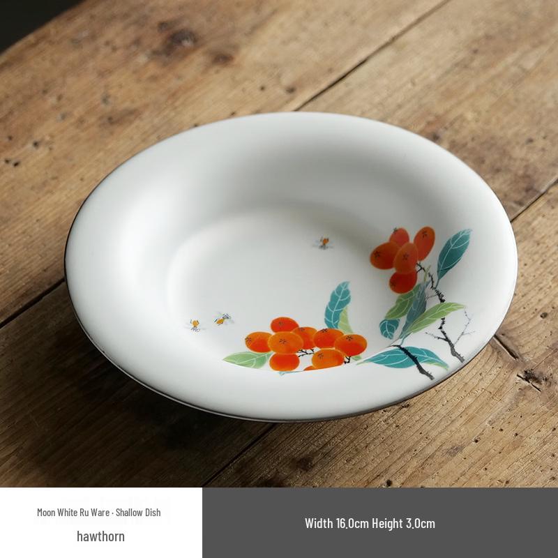 Moon White Ru Kiln Tea Snack & Fruit Plate
