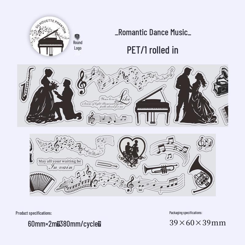 Beautiful Day Die-cut Retro Silhouette PET Tape: Scenery Decor for Journals & Phone Cases