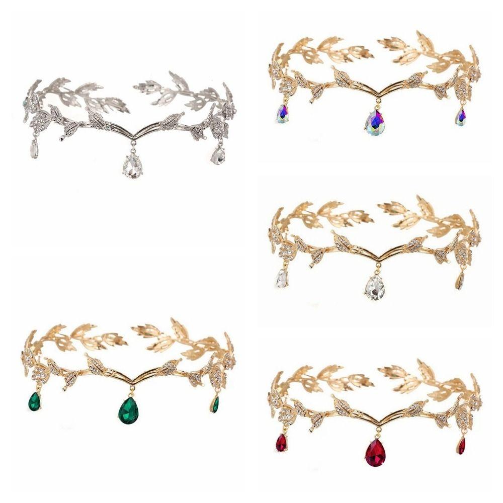 Leaves Shape Forehead Chain Rhinestone Forehead Ornaments Sweet Bride Tiara  Wedding