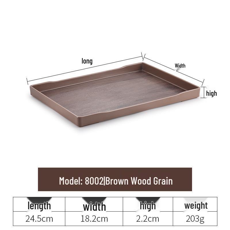 Plateau rectangulaire en plastique noir nordique pour chambre d'hôtel, tasses à thé et à eau, articles de toilette et vaisselle de restauration