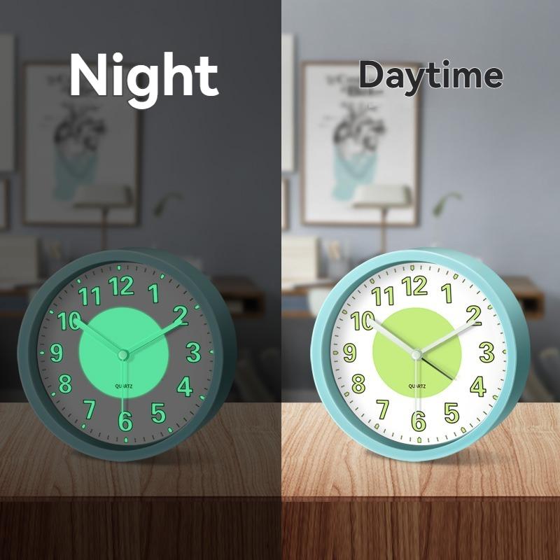 1PC Luminous Alarm Clock Round Frame Luminous Numbers Desk Wake Up Clock Ideal For Bedroom Living Room Office Nighttime Decor