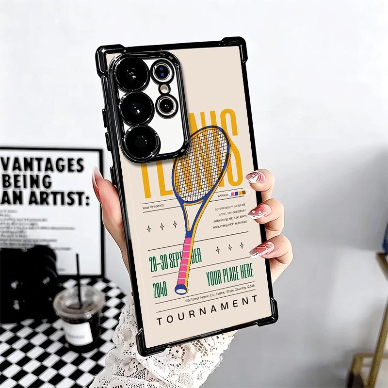 Tennis Sport Plating Phone Case For Samsung Galaxy S24 S25 FE S26 Edge S23 Ultra S22 S21 Plus S20 Anti-Fall Airabag Cover