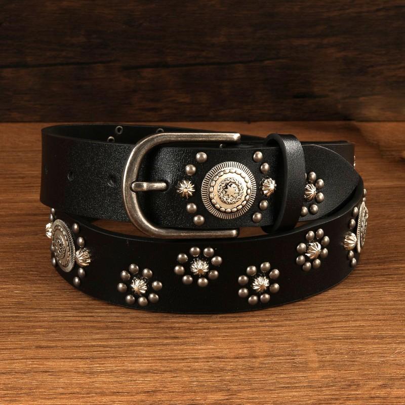 

Punk Style Claw Nail Embossed Round Ring Waist Belt Women s Buckle Circular Design Accessories 100cm чёрный
