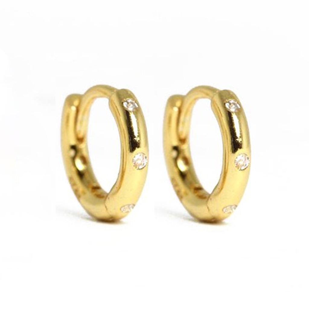 New Fashion 925 Sterling Silver Simple Zircon Round Multiple Size Gold Plated Hoop Earrings for Women Fine Jewelry