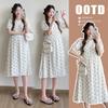 Summer 2026 Korean Style Printed Maternity Dress with Short Sleeves