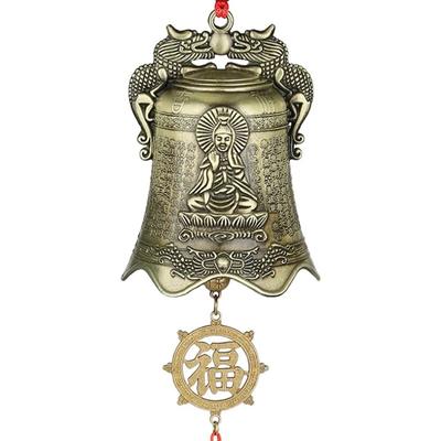 Campana de Buda de la suerte, carillón de viento de bendición, decoración colgante de la suerte, campanas colgantes para coche, campana de bronce antigua de la paz, colgante para coche