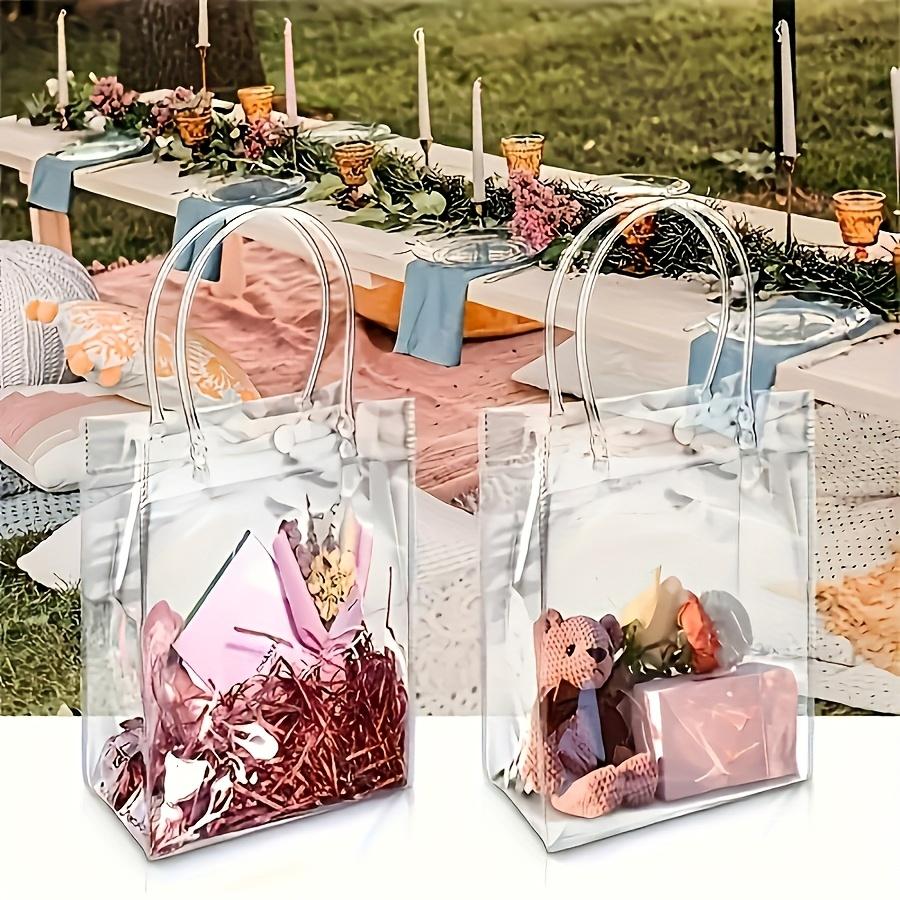 20pcs Pvc Transparent Handbag Bridesmaid Souvenir Gift Bag Cosmetic Packaging Bag Flower Bag Holiday Party Gift Bag