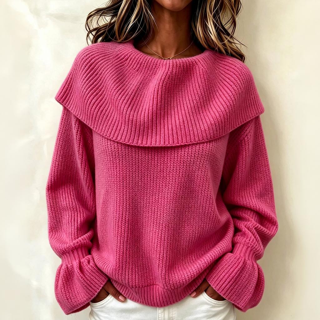 Women's Casual Ruffle Long Sleeve Pullover Sweater Top, Loose Fit for Everyday Wear