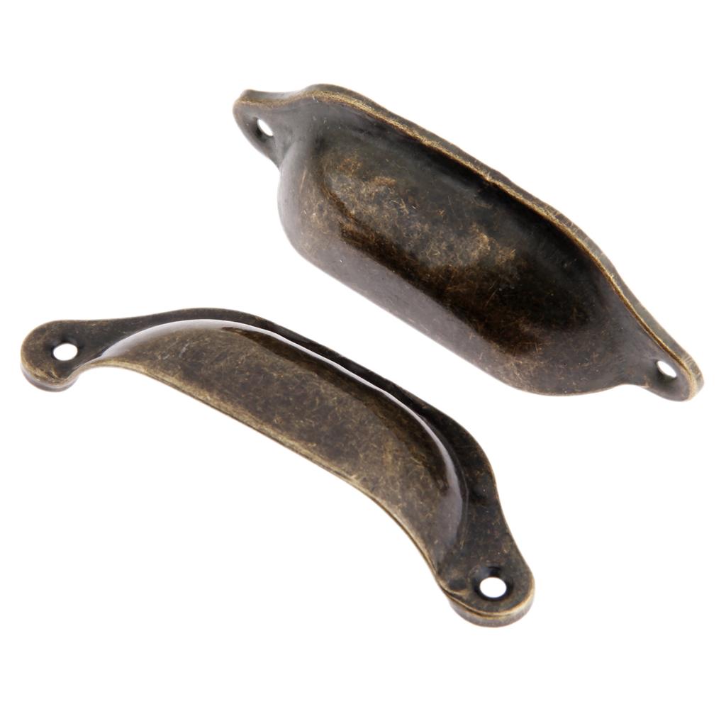 2Pcs Cabinet Drawer Handles Antique Cupboard Cabinet Furniture Bedroom Wardrobe Closet Dresser Shell Pull Handles with Screws