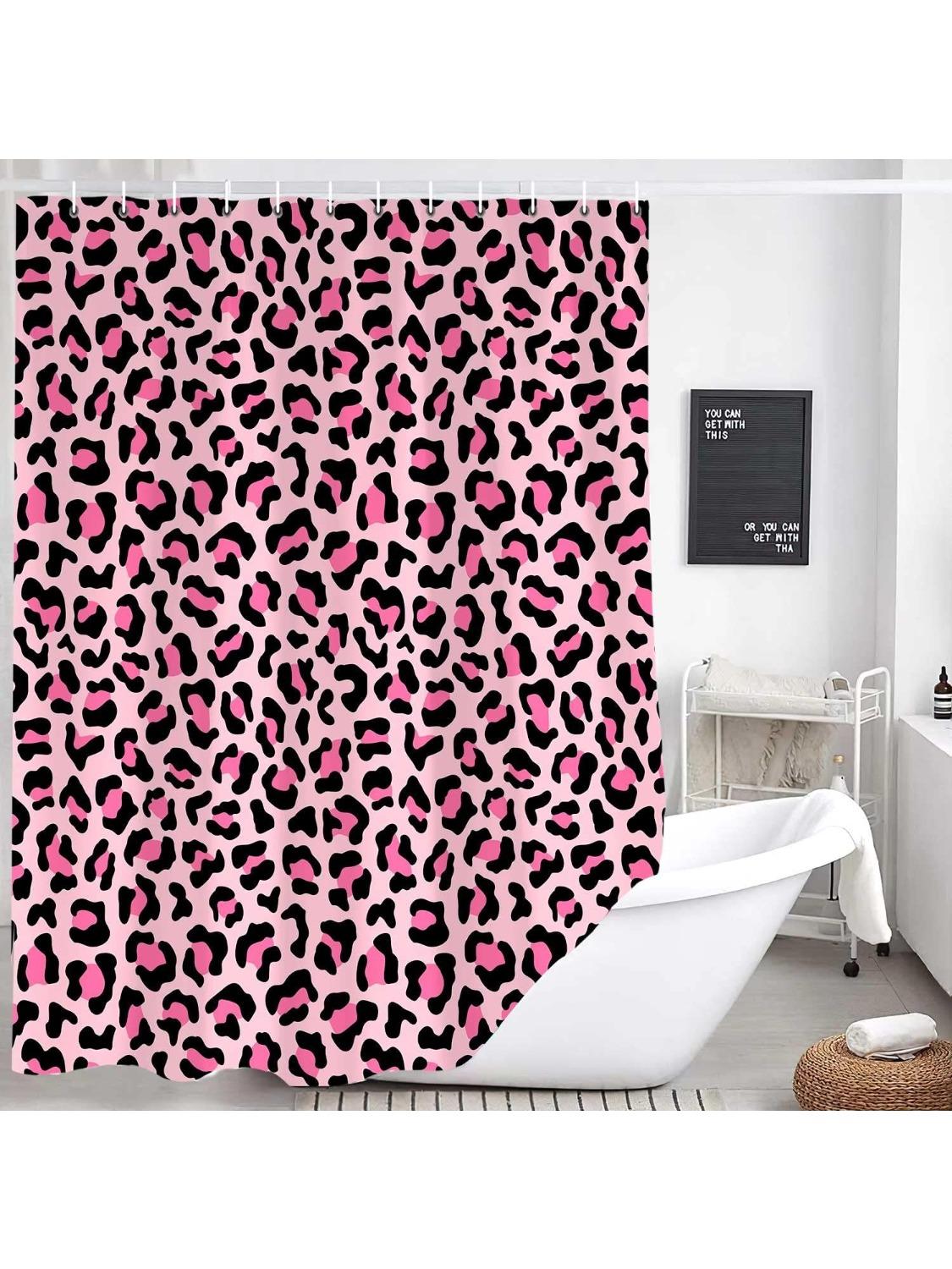 

Pink Leopard Print Shower Curtain, Sexy Tub Bath Curtains, Cheetah Skin Pattern Bathroom Decor For Girl Shower Curtain Set With W60H190(CM)-1 Pcs