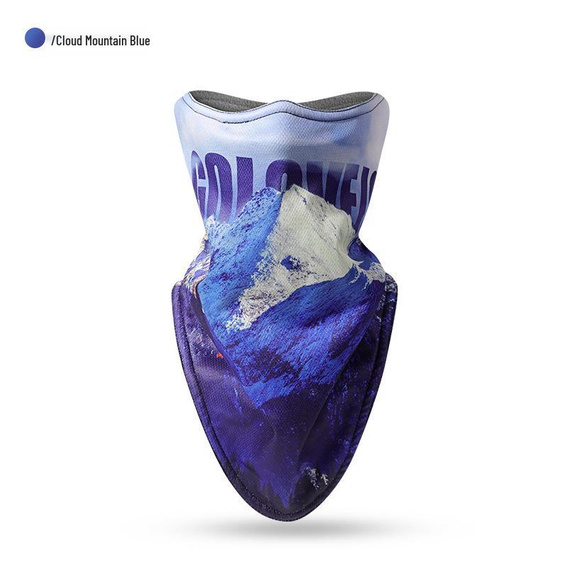 

Осенне-зимнее тепло для велоспорта: Бархатная подкладка, спортивная повязка на голову с граффити и ветрозащитная манишка с защитой ушей. One Size