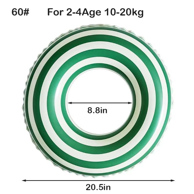New Double Ins Thickened Swimming Ring Olive Inflatable Baby Underarm Ring Striped Life Buoy Ring Danish Retro  Pool Accessories