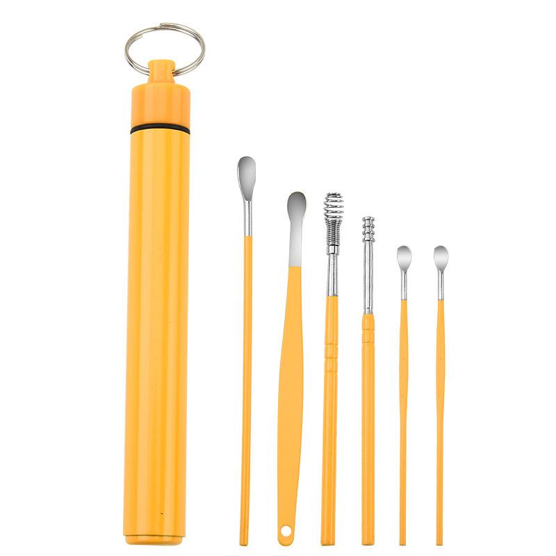 6PCS Stainless Steel Earpick Ear Cleaner Spoon Ear Care Cleaning Tool Earwax Removal Kit Ear Pick Vax Remover Cleanser Health