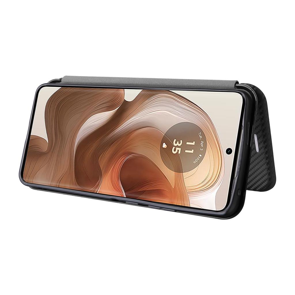 For Motorola Edge 50 Ultra 5G/Moto X50 Ultra 5G Mobile Phone Case Card Slots Carbon Fiber Texture Leather Phone Stand Cover