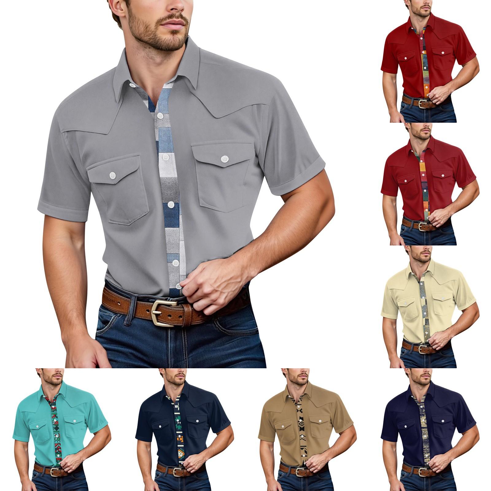

Men S Fashionable Lapel And Shoulder Length Short Sleeved Casual Top L бежевий