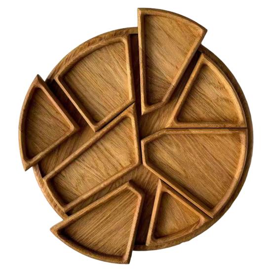 

Деревянный поднос для подачи, разделенный на 8 секций, для закусок, десертов, безопасный для пищевых продуктов, круглый сервировочный поднос для закусок, орехов, соусов, для пикника, кемпинга 1 Set