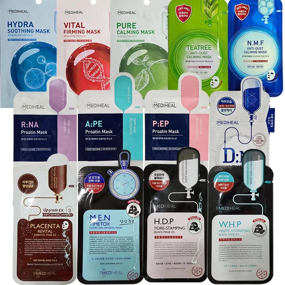 Mediheal Mask Pack Tea Tree Placenta NMF WHP HDP MEN Daily Mask Proatin Hand Mask 10 Sheets Pure Calming Mask Pack 10 Sheets