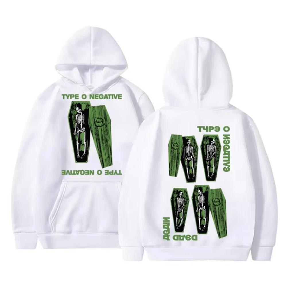 Limitiertes Rockband Type O Negative Hoodie Skelett Grafik Hoodie Herren Damen Gothic Vintage Oversized Kapuzenpullover Pullover