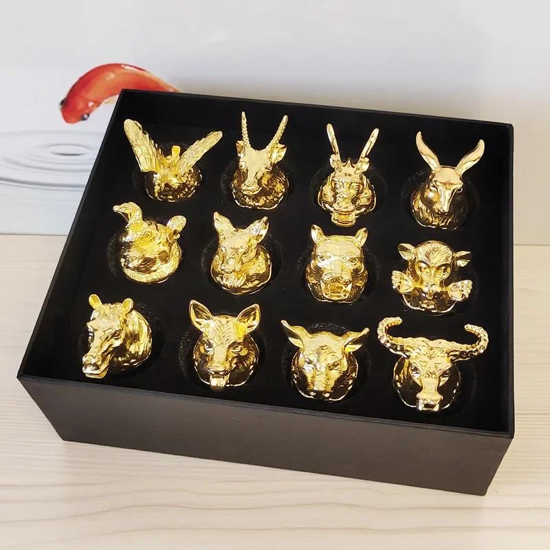 Segni Zodiacali Cinesi Set di Calici da Vino Dispenser da Vino in Ceramica Bicchiere da Shot Bicchiere per Liquori da Casa Articoli da Bar Scatola Regalo Casa e Giardino