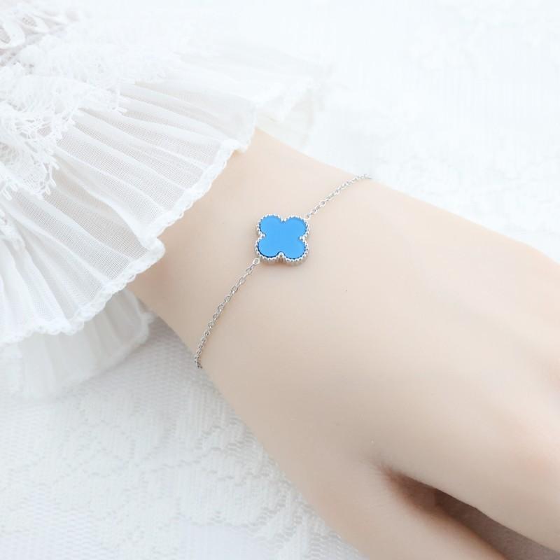 This stylish titanium steel four-leaf clover bracelet is a never-fading elegant bracelet for women