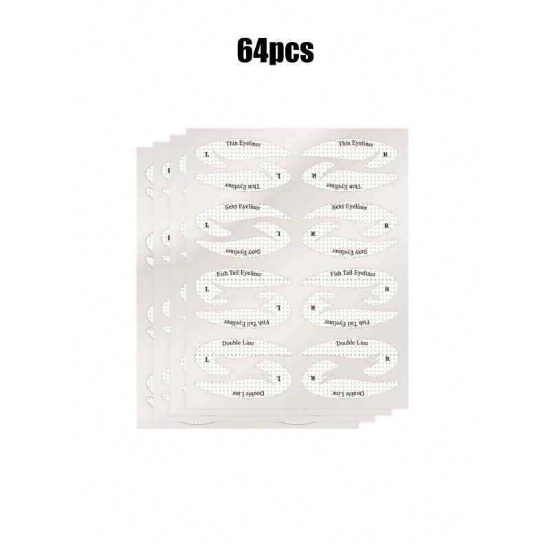 64 шт./4 листа Инструменты для макияжа глаз, Трафареты для подводки  Кошачий глаз , Направляющие для теней и подводки, Подводка  Кошачий глаз , Шаблоны макияжа  Лисий глаз , Трафареты для подводки 64pcs/4 sheets