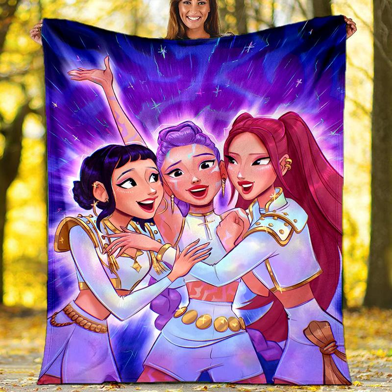 1pc KPop8 Theme Blanket - Digital Print, Polyester, Cozy for All Seasons, Perfect for Outdoor, Camping, and Travel