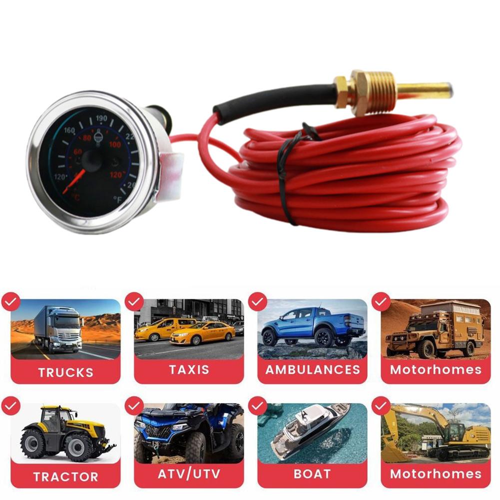 12/24V 40- 120°C Mechanical Water Temperature Gauge With 5m Cable For Car RV Water Temp Gauge With Sensor Car Meter Accessories